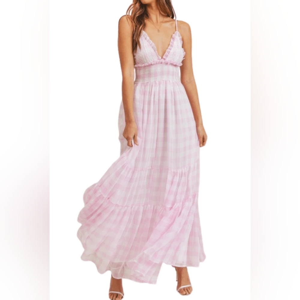 Vici Pink Checkered‎ Maxi Dress Sz XL